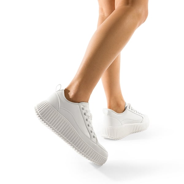 [Sky] Comfortable Platform Fashion Sneakers - WHITE/PU - 2