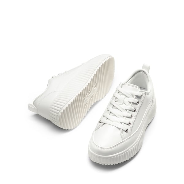 [Sky] Comfortable Platform Fashion Sneakers - WHITE/PU - 6