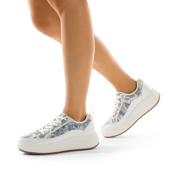 [Sky] Comfortable Platform Fashion Sneakers - BLUE/BEIGE/WHITE - 1