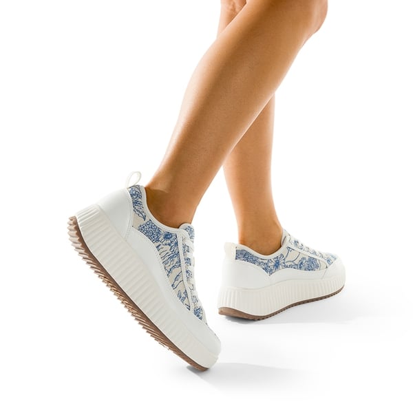 [Sky] Comfortable Platform Fashion Sneakers - BLUE/BEIGE/WHITE - 2
