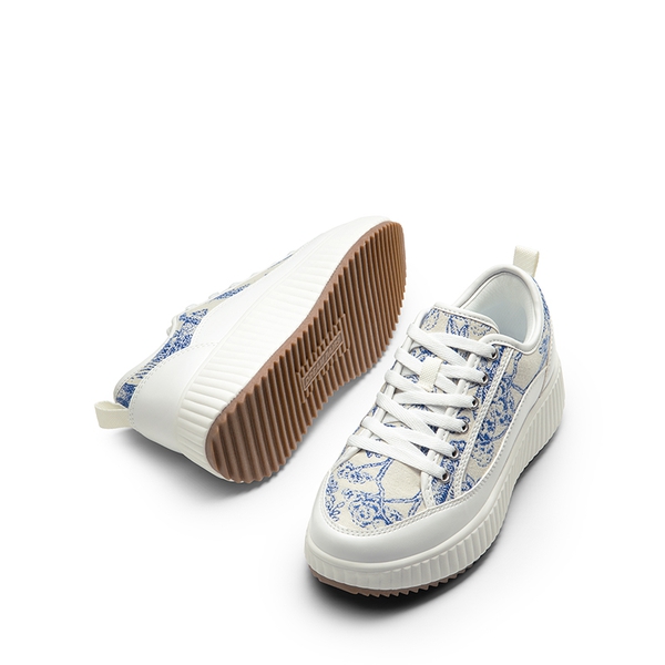 [Sky] Comfortable Platform Fashion Sneakers - BLUE/BEIGE/WHITE - 6