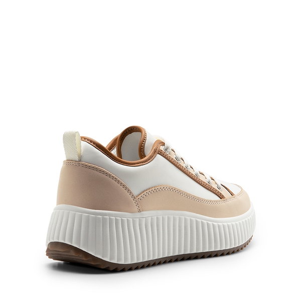 [Sky] Comfortable Platform Fashion Sneakers - BROWN/WHITE-PU - 5