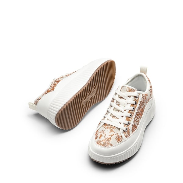 [Sky] Comfortable Platform Fashion Sneakers - BROWN/BEIGE/WHITE - 6