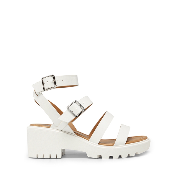 Strappy Platform Chunky Heel Sandals - WHITE - 3