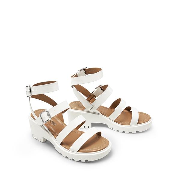 Strappy Platform Chunky Heel Sandals - WHITE - 6