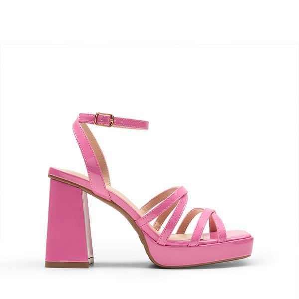 Strappy Platform Block Heel Sandals - LAVENDER - 3