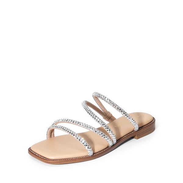 Rhinestone Straps Slide Sandals - SILVER -  0
