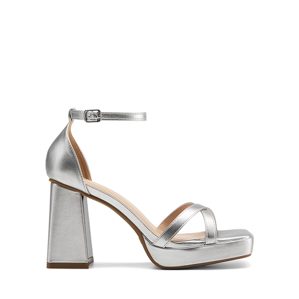 Crisscross Straps Platform Sandals - SILVER - 1