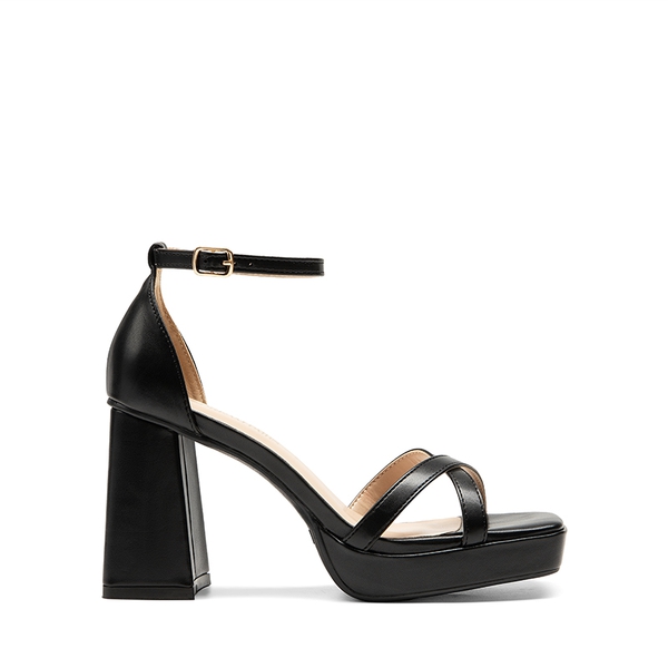 Crisscross Straps Platform Sandals - BLACK - 1
