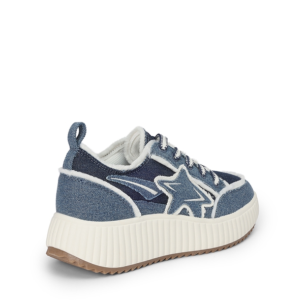 [Kay] Denim Star Patchwork Platform Fashion Sneakers - BLUE/WHITE - 5