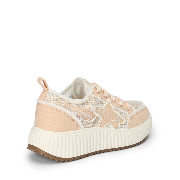 [Kay] Denim Star Patchwork Platform Fashion Sneakers - PINK/WHITE - 5