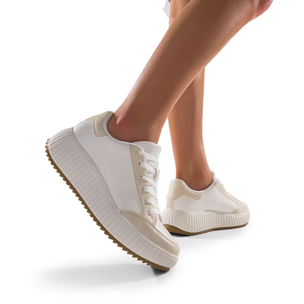 [Dee] Platform Fashion Sneakers - WHITE/APRICOT - 2
