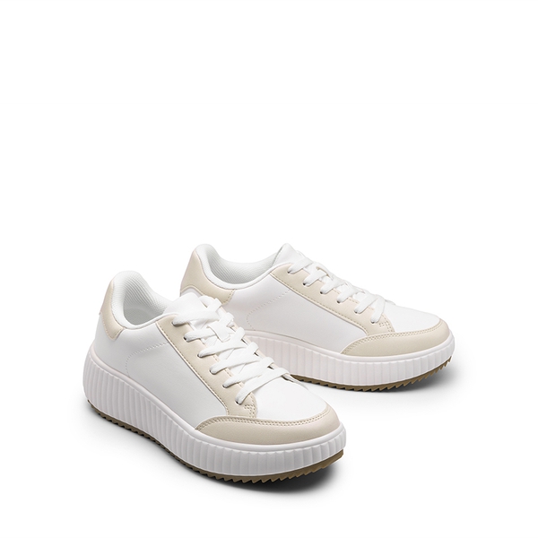 [Dee] Platform Fashion Sneakers - WHITE/APRICOT - 7