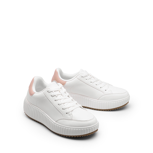 [Dee] Platform Fashion Sneakers - WHITE/HOT PINK - 7