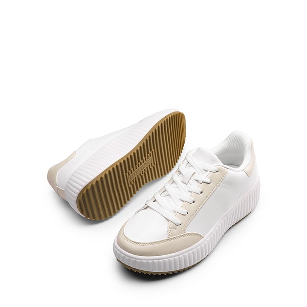 [Dee] Platform Fashion Sneakers - WHITE/APRICOT - 6