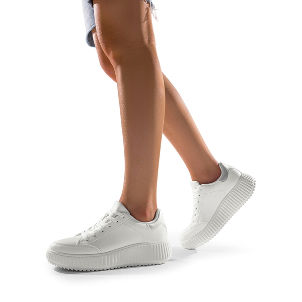 [Dee] Platform Fashion Sneakers - WHITE/SILVER - 1