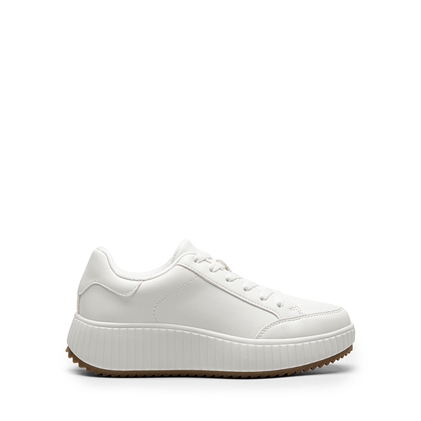 [Dee] Platform Fashion Sneakers - ALL WHITE-PU - 4