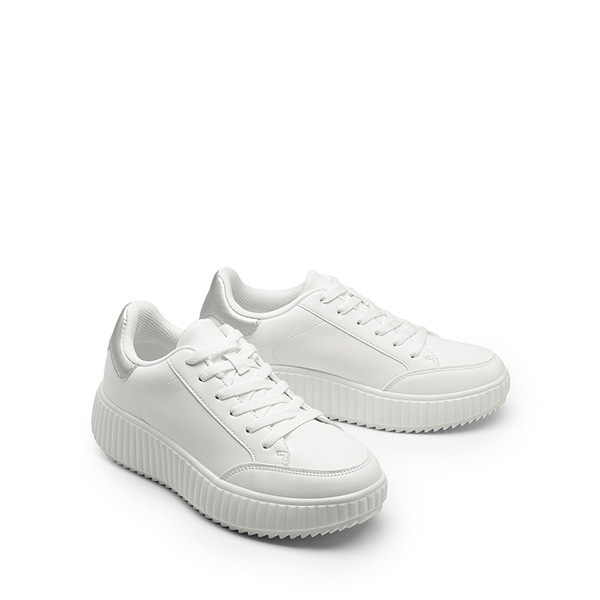 [Dee] Platform Fashion Sneakers - WHITE/SILVER - 7
