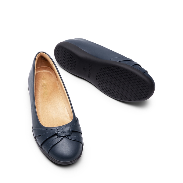 Comfortable Round-toe Flats - NAVY - 4