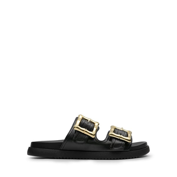 Arch Support Buckle Slide Sandals - BLACK - 3
