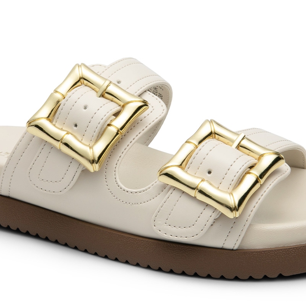 Arch Support Buckle Slide Sandals - CREAM - 6