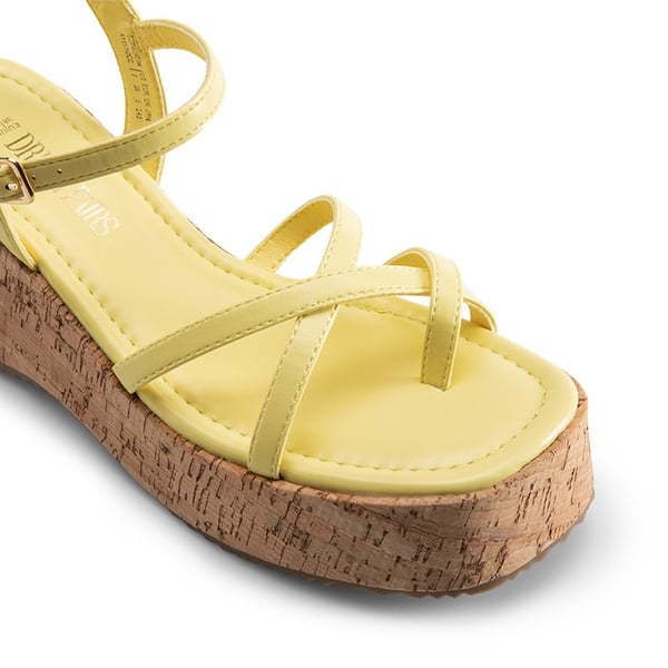 Platform Cork Wedge Sandals - YELLOW - 6