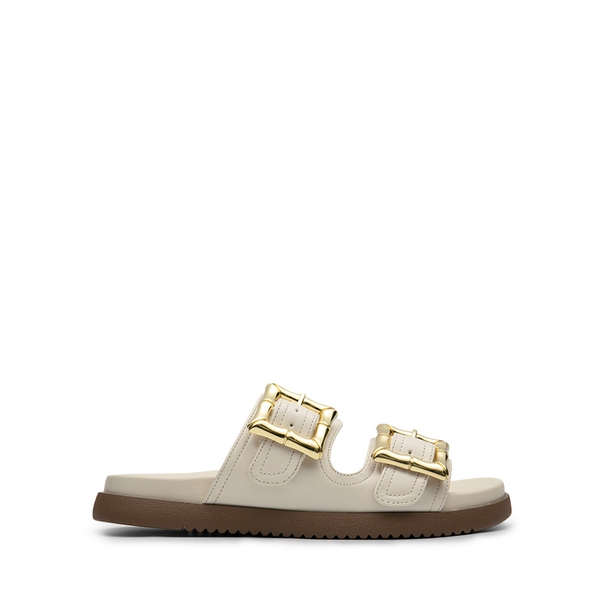 Arch Support Buckle Slide Sandals - CREAM - 3