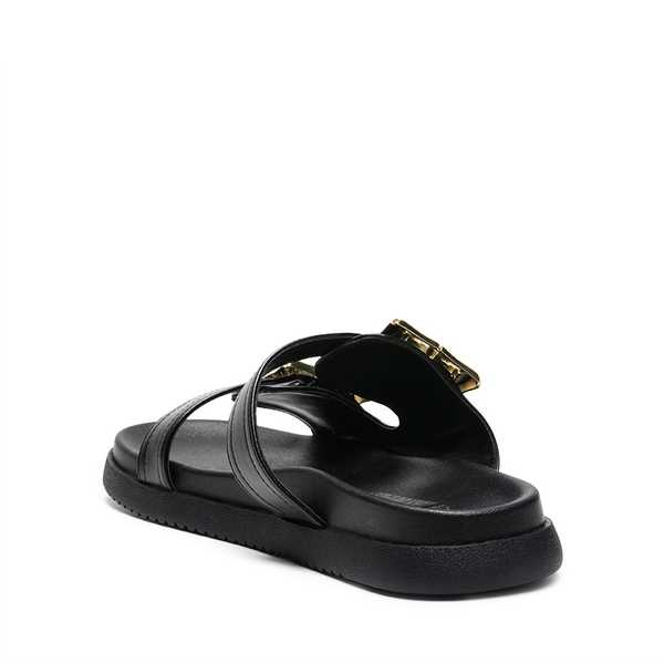 Arch Support Buckle Slide Sandals - BLACK - 4