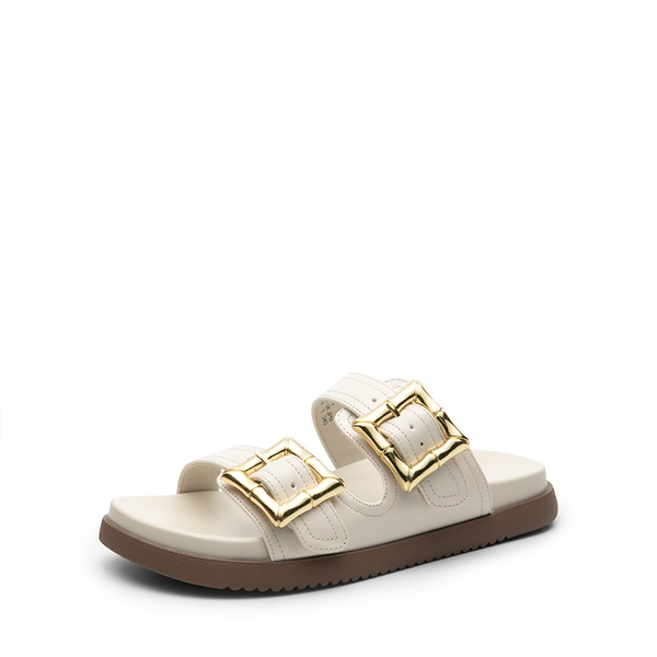 Arch Support Buckle Slide Sandals - CREAM -  0