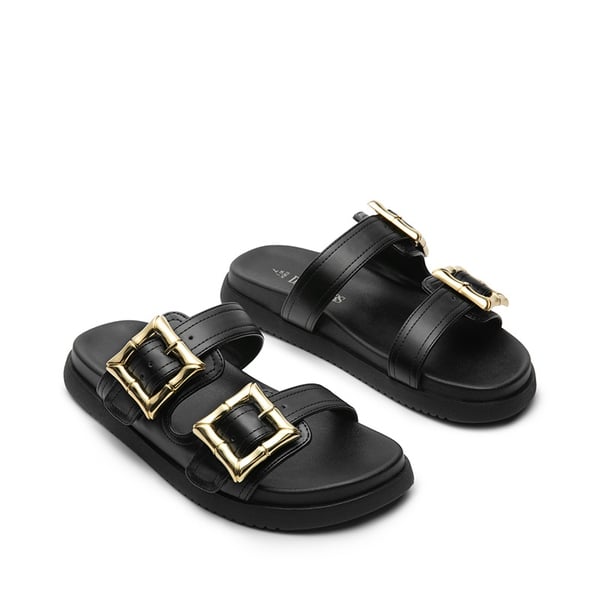 Arch Support Buckle Slide Sandals - BLACK - 5