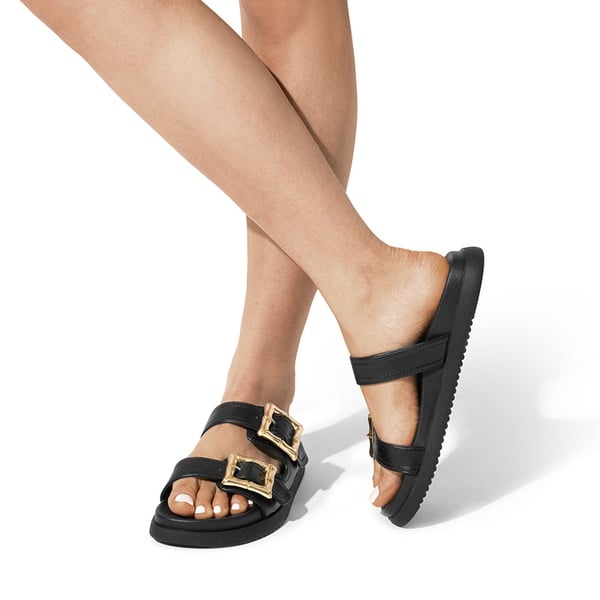 Arch Support Buckle Slide Sandals - BLACK - 2