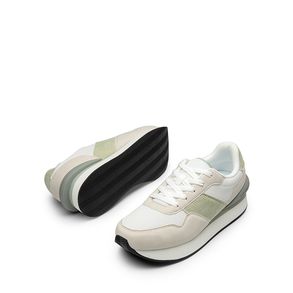 [Ray] Spliced Design Platform Fashion Sneakers - WHITE/GREEN - 6