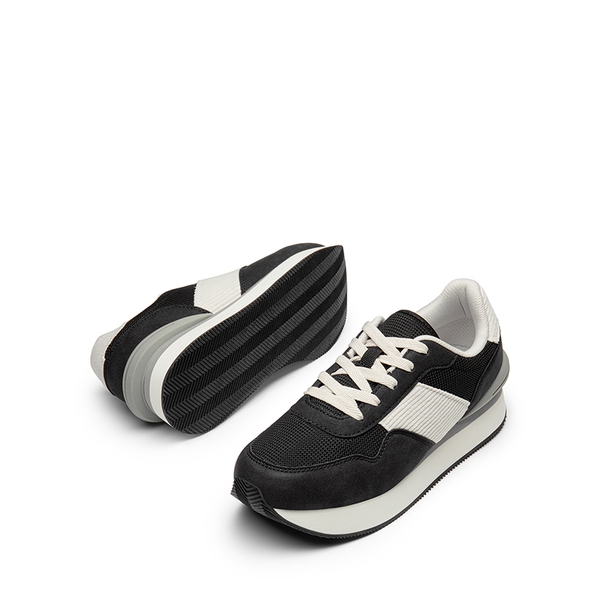 [Ray] Spliced Design Platform Fashion Sneakers - BLACK - 6