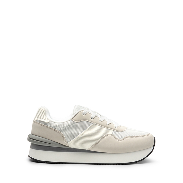 [Ray] Spliced Design Platform Fashion Sneakers - BEIGE/WHITE - 4