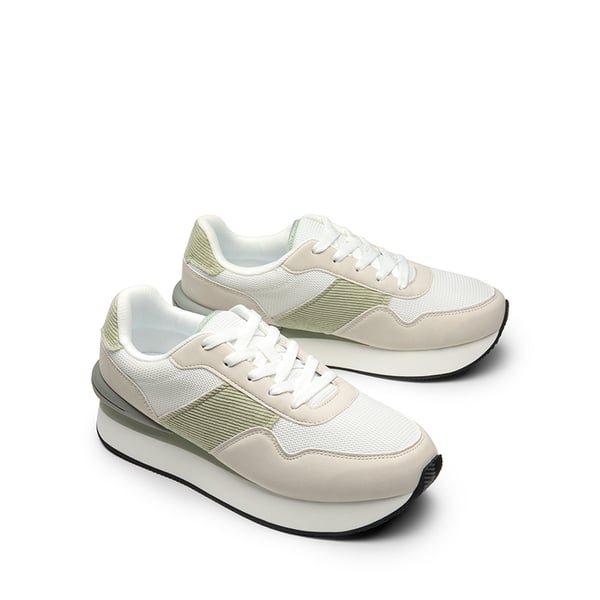 [Ray] Spliced Design Platform Fashion Sneakers - WHITE/GREEN - 7