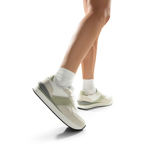 [Ray] Spliced Design Platform Fashion Sneakers - WHITE/GREEN - 2