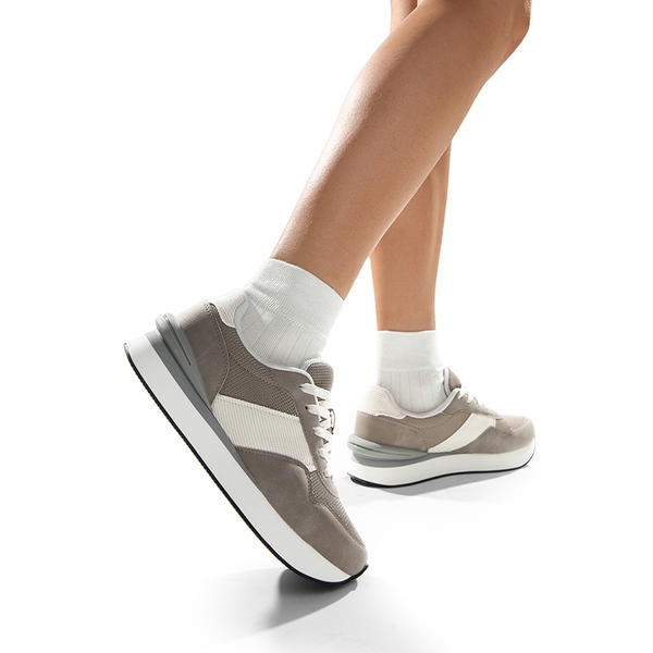 [Ray] Spliced Design Platform Fashion Sneakers - GREY - 2