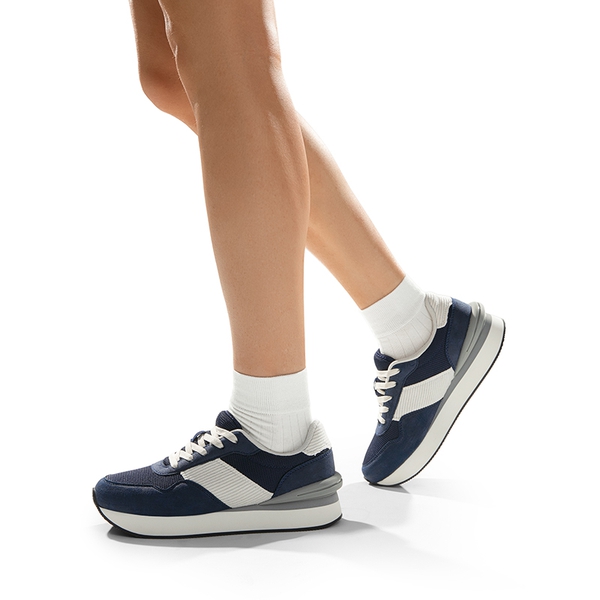 [Ray] Spliced Design Platform Fashion Sneakers - BLUE - 1