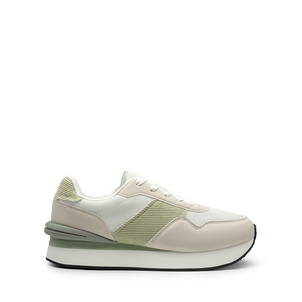 [Ray] Spliced Design Platform Fashion Sneakers - WHITE/GREEN - 4