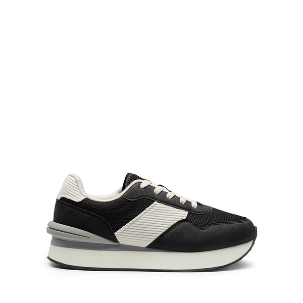 [Ray] Spliced Design Platform Fashion Sneakers - BLACK - 4