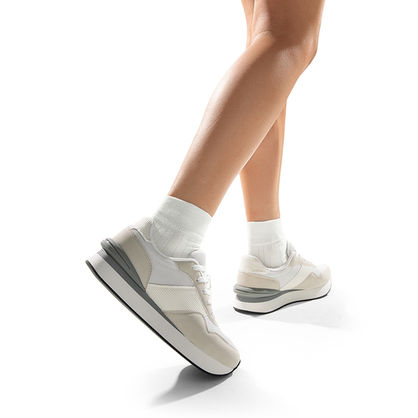 [Ray] Spliced Design Platform Fashion Sneakers - BEIGE/WHITE - 2