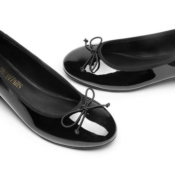 Bow Ballet Pumps - BLACK-PAT - 6