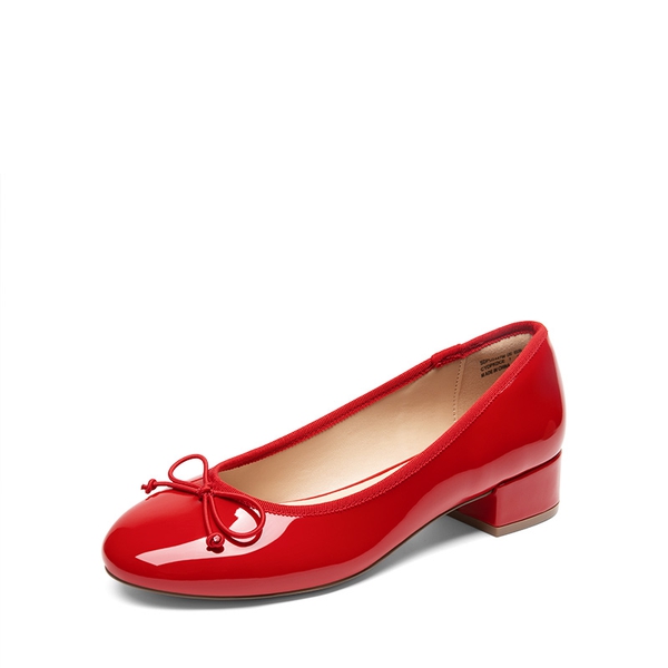 Bow Ballet Pumps - RED-PAT -  0