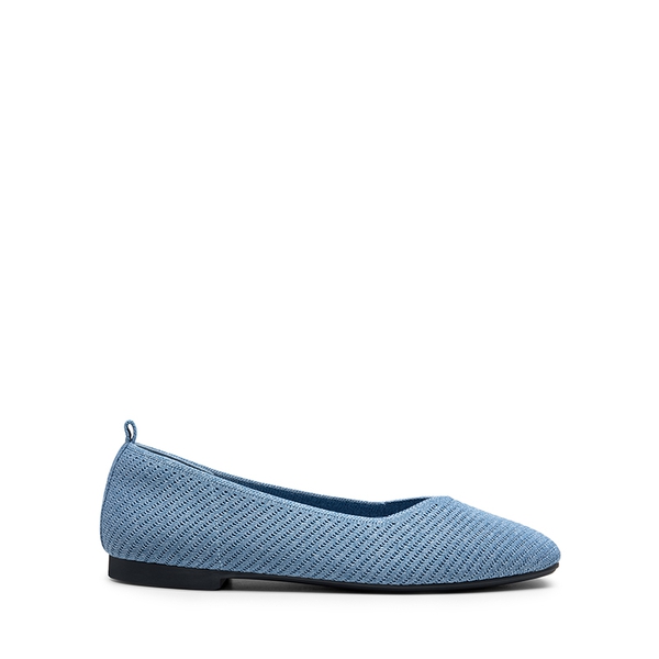 Wide-Toe Knit Flats - DENIM BLUE - 3