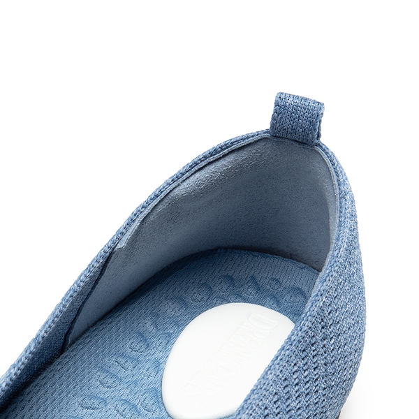 Wide-Toe Knit Flats - DENIM BLUE - 4