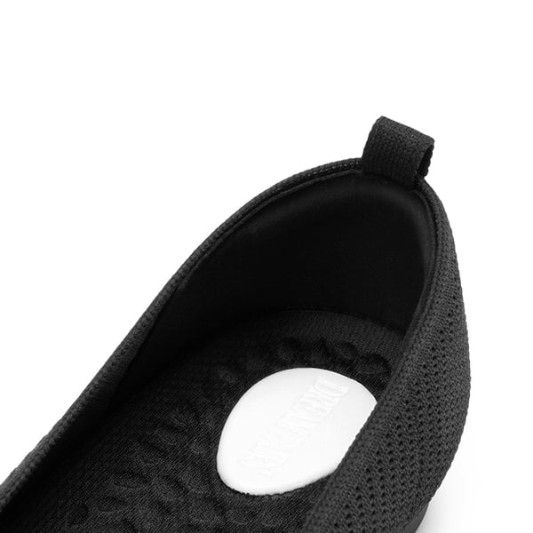 Wide-Toe Knit Flats - BLACK - 4