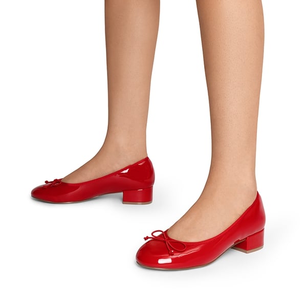 Bow Ballet Pumps - RED-PAT - 2