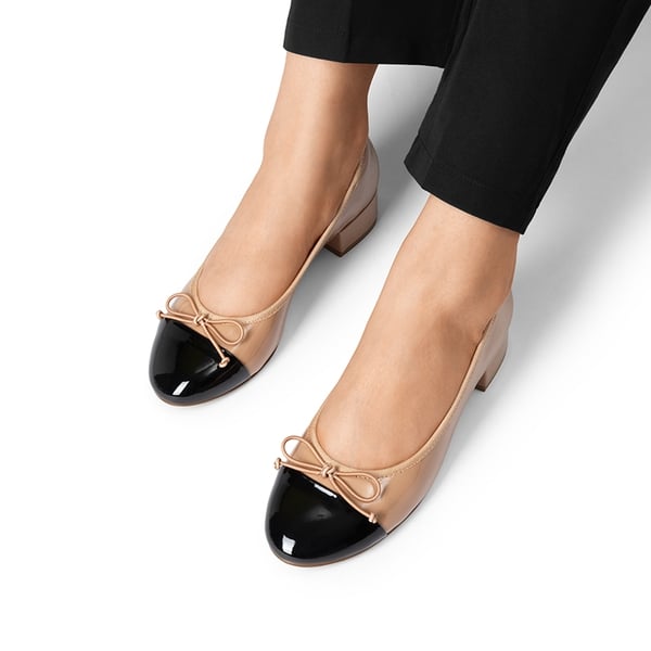 Bow Ballet Pumps - NUDE BLACK-PAT - 1
