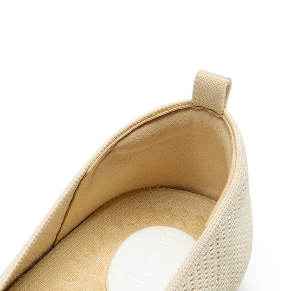 Wide-Toe Knit Flats - APRICOT - 4