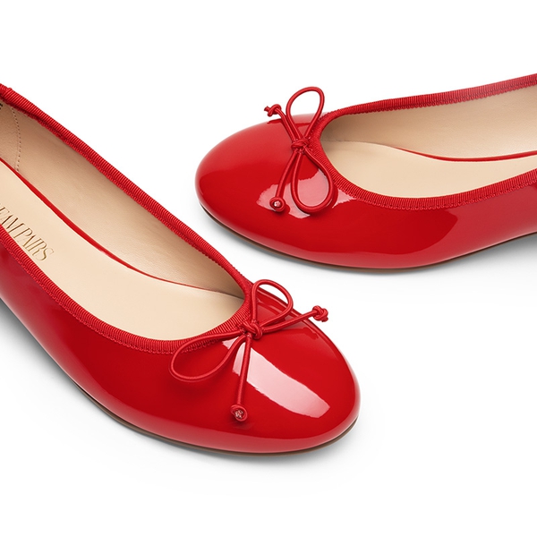 Bow Ballet Pumps - RED-PAT - 6